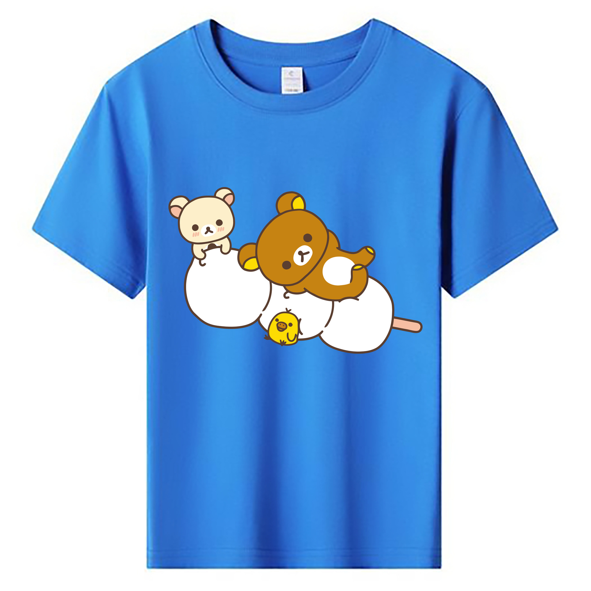 （画像用） リラックマ リラックマ キイロイトリ Rilakkuma Korilakkuma Kiiroitori 綿100％キッズTシャツ（フロントプリント）